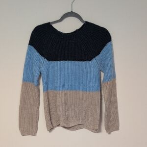 Colorblock Sweater - Black, Blue, and Gray